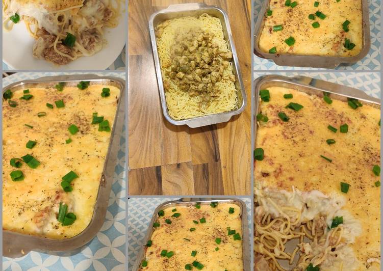 سباغيتي بالدجاج والبشاميل 🍝