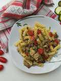 Pasta with Zucchini, Mushrooms, and Cherry Tomatoes