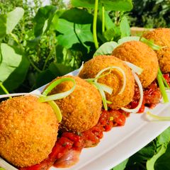 A picture of Fullblood Wagyu Chorizo Risotto Croquettes.