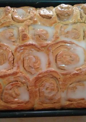 A picture of Glazed Cinnamon Rolls.