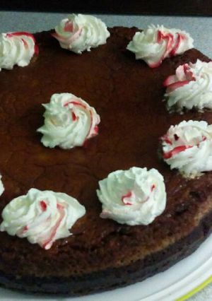 A picture of Chocoflan with Kahlúa.