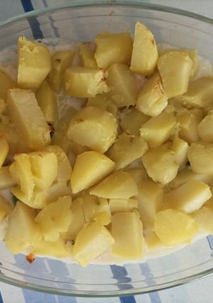 Une photo de Gratin de pommes de terre au saumon