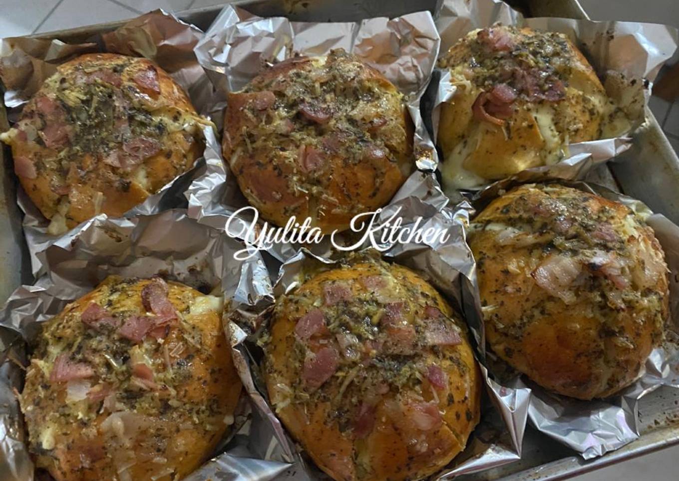 My Version Korean Garlic Cheese Bread with Smoke Bacon