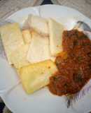 Fried yam and sauce