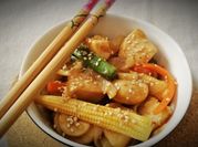 Una foto de pollo teriyaki morron