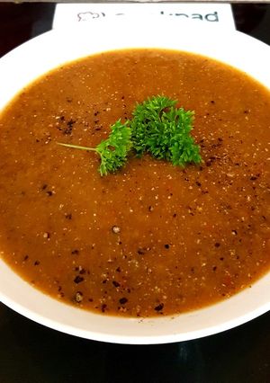 A picture of My Sweet Peppered Carrot & Leek Soup.
