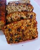 Budín de bananas y avena con pasas de uva. Sin azúcar. Sin manteca