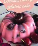Low carb coconut cherry gelatine cake