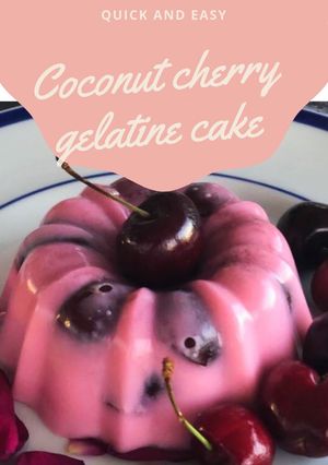A picture of Low carb coconut cherry gelatine cake.