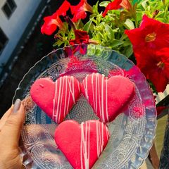 A picture of Valentine's day special Heart shaped cookies.