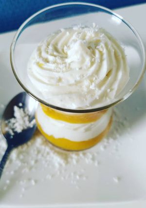 Une photo de Recette petite verrine mangue 🥭/coco🥥.👩🍳