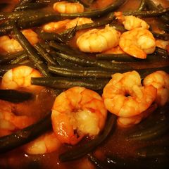 A picture of Stir- Fried Garlic Shrimp with String Beans.