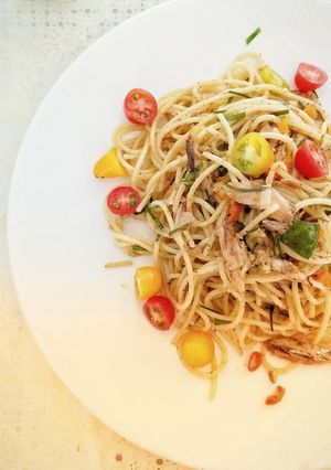 Foto resep Spaghetti tongkol asap bumbu matah