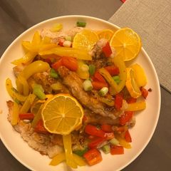 A picture of Lemon Chicken w exquisite homemade sauce!.
