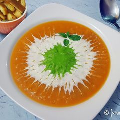 A picture of PUMPKIN and GREEN PEAS SOUP.