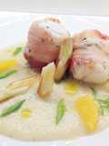 Rana pescatrice con crema di finocchio, cipollotto brasato e arancia