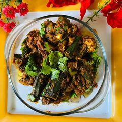 Bengali Style okra Sabji A picture of Bengali Style okra Sabji.