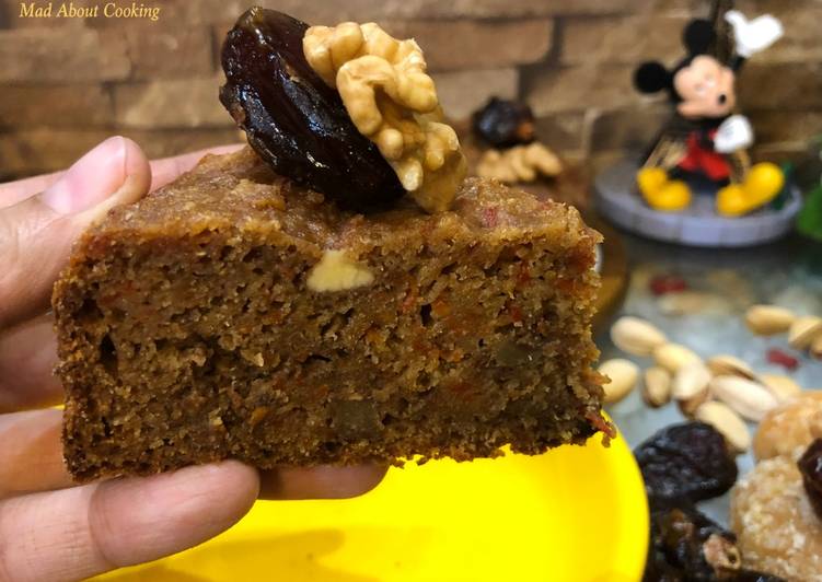 Easiest Way to Prepare Perfect Eggless No Sugar Treat For Christmas – Whole Wheat Carrot Dates Walnut Cake In Cooker