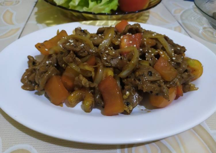 Resep Sapi Lada Hitam / Blackpaper Beef 😋😋😋, Menggugah Selera