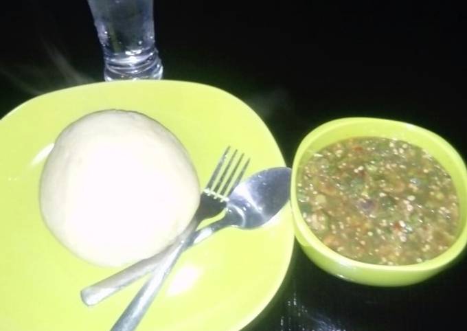 Semo and fresh okro soup Recipe by Abjmom Chosky Lilibeth - Cookpad