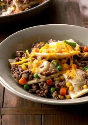 A picture of Pierogi Beef Skillet.