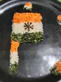 Super healthy tricolour vegetable salad with national flag without artificial food colour