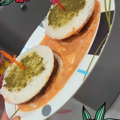 Chicken chapli kabab sandwich A picture of Chicken chapli kabab sandwich.