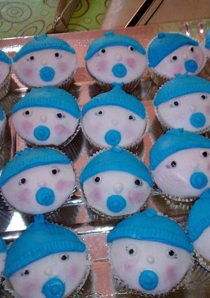A picture of Madeleine with Fondant Icing.
