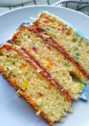 A picture of Base Funfetti Cake Recipe (Using No Self Raising Flour).