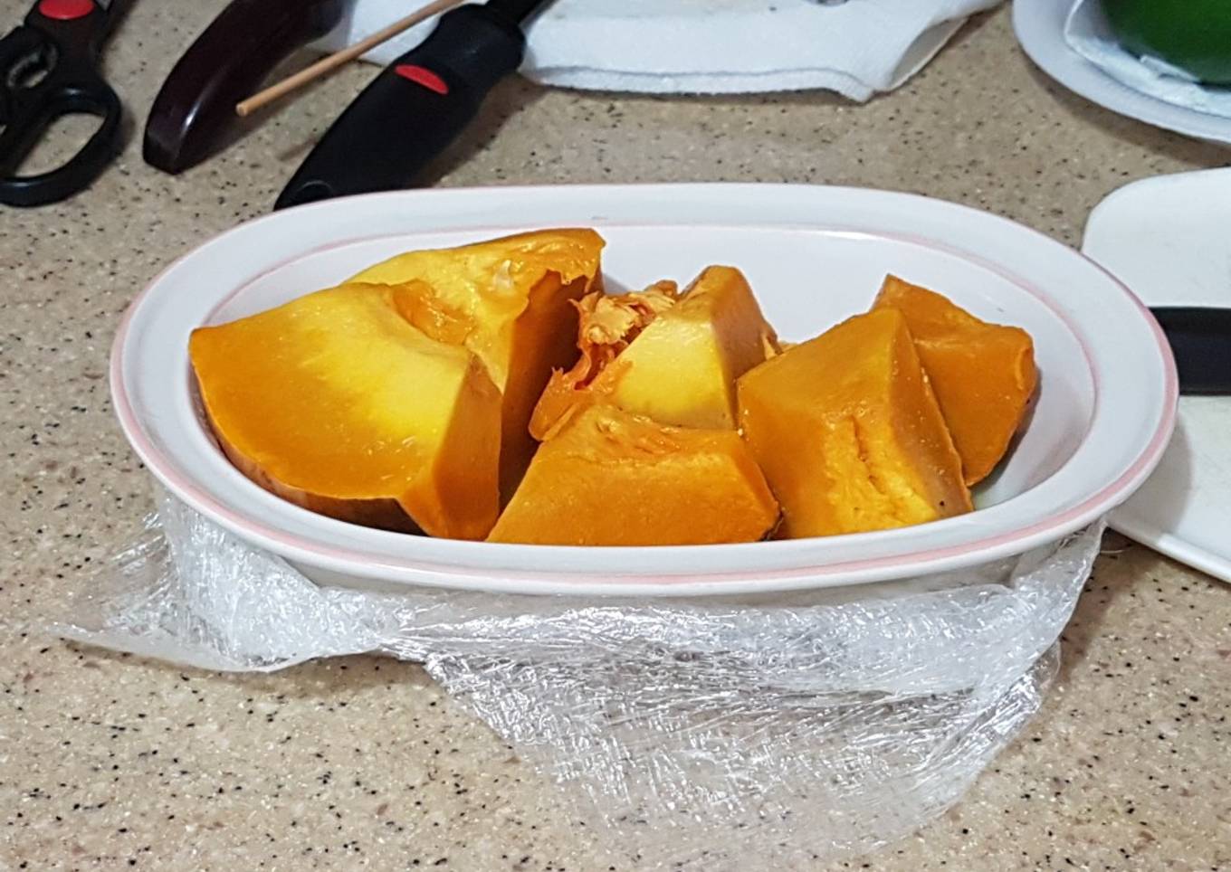 Calabaza cocida en microondas