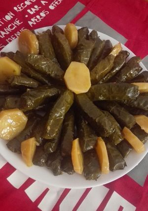 صورة لوصفة ورق عنب بزيت الزيتون ودبس الرمان