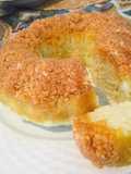 Torta de coco volteada y acaramelada, sin horno