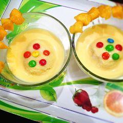 A picture of Mango bread pudding 🥭.