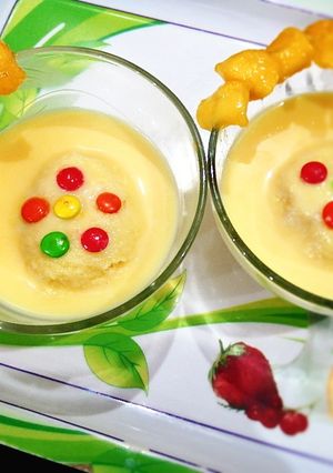 A picture of Mango bread pudding 🥭.