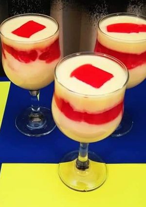 A picture of Colorful banana custard.