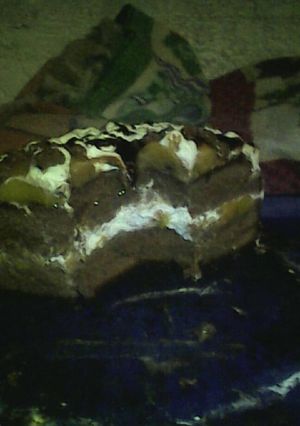 Una foto de Postre de Chocolate y duraznos