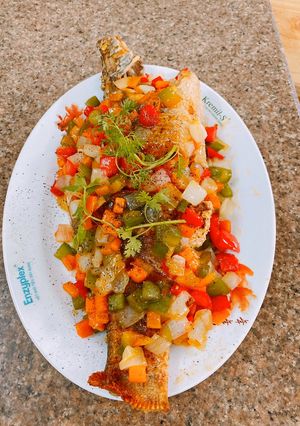 Hình của món Cá chẽm sốt chanh dây 🐠.