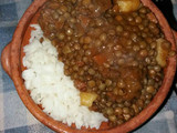 Lentejas con chorizo y arroz
