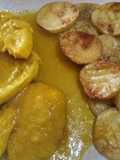 Filetes en salsa con patatas al horno