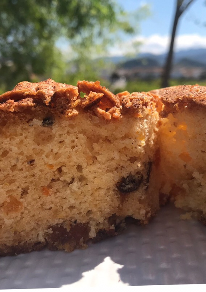 Una foto de Coca mediterránea,con frutas tiernas 🍏🍊 y secas