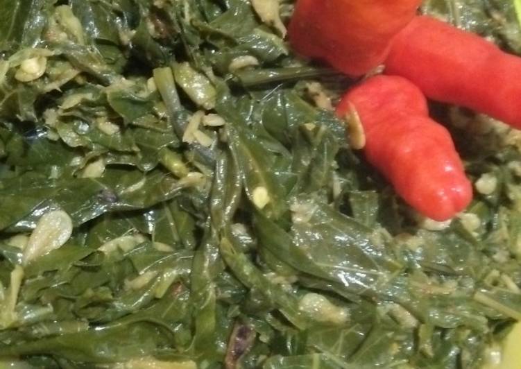 Cara Menghidangkan Sayur santan daun singkong udang rebon Kekinian