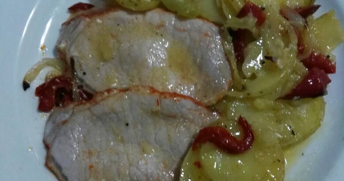 Lomo adobado al horno con patatas y verduras Receta de hoy_cocina_lisson  (Pilar) - Cookpad