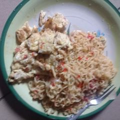 A picture of Indomie and egg.