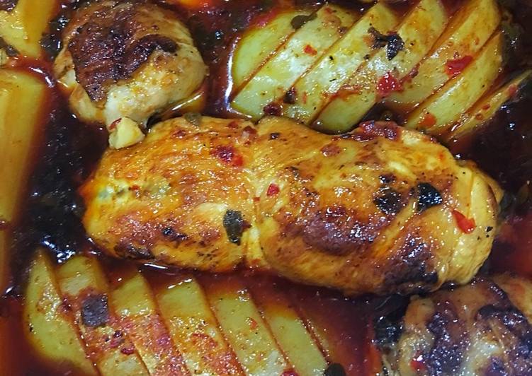 دجاج محشي بالزعتر الأخضر