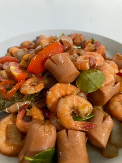 Foto resep Tumis udang sosis daun jeruk