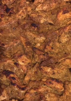 A picture of Baked Chicken Strips, Indian Curry style.