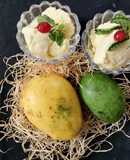 Raw mango and ripe mango ice cream