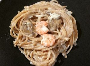 Foto resep Low Calorie Spaghetti with Cream Cheese Sauce (less than 300 kcal)