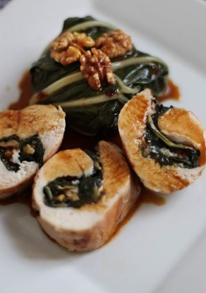 Une photo de Ballotines de poulet aux blettes et noix