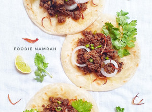 A picture of Seek kabab keema tacos.